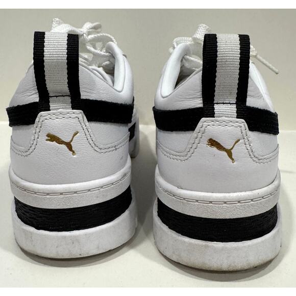 PUMA Mayze Leather Platform White Sneakers Retro Streetwear Size W7.5 - Picture 5 of 8